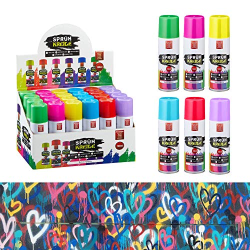 Cepewa Kreidespray Sprühkreide Markierungsspray 6 Farben wasserlöslich (1 x 24er Set Spraykreide)
