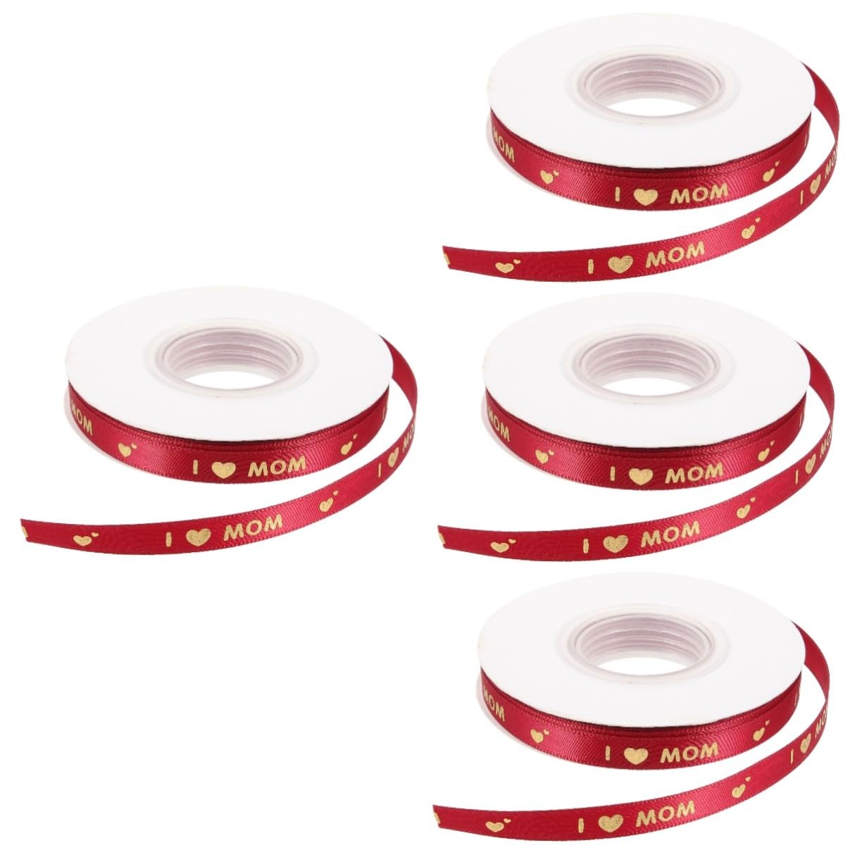 Ruban motif cœur doré COHEALI décoration festive rouge 4 pièces