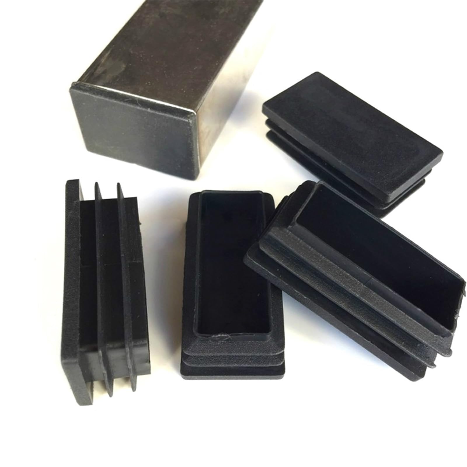 Dasjkdi Black20pcs 40X50mm Rectangle Plastic Black Blanking End Caps Tube Pipe Inserts Plug Bung For Plumbing Systems