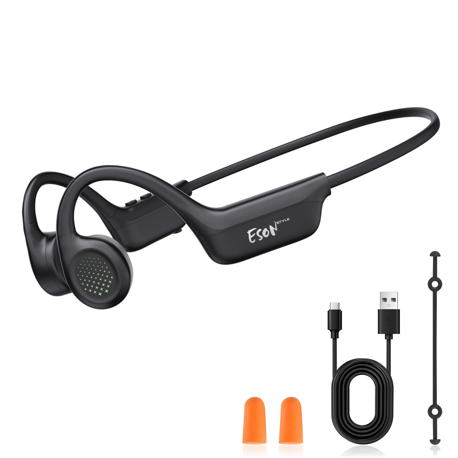 esonstyle Casque Conduction Osseuse Bluetooth 6.0 – IPX7 Écouteurs Conduction Osseuse avec Micro, Casque de Sport sans Fil à Oreille Oouverte pour Le Cyclisme, la Course à Pied, la RandonnéeSport