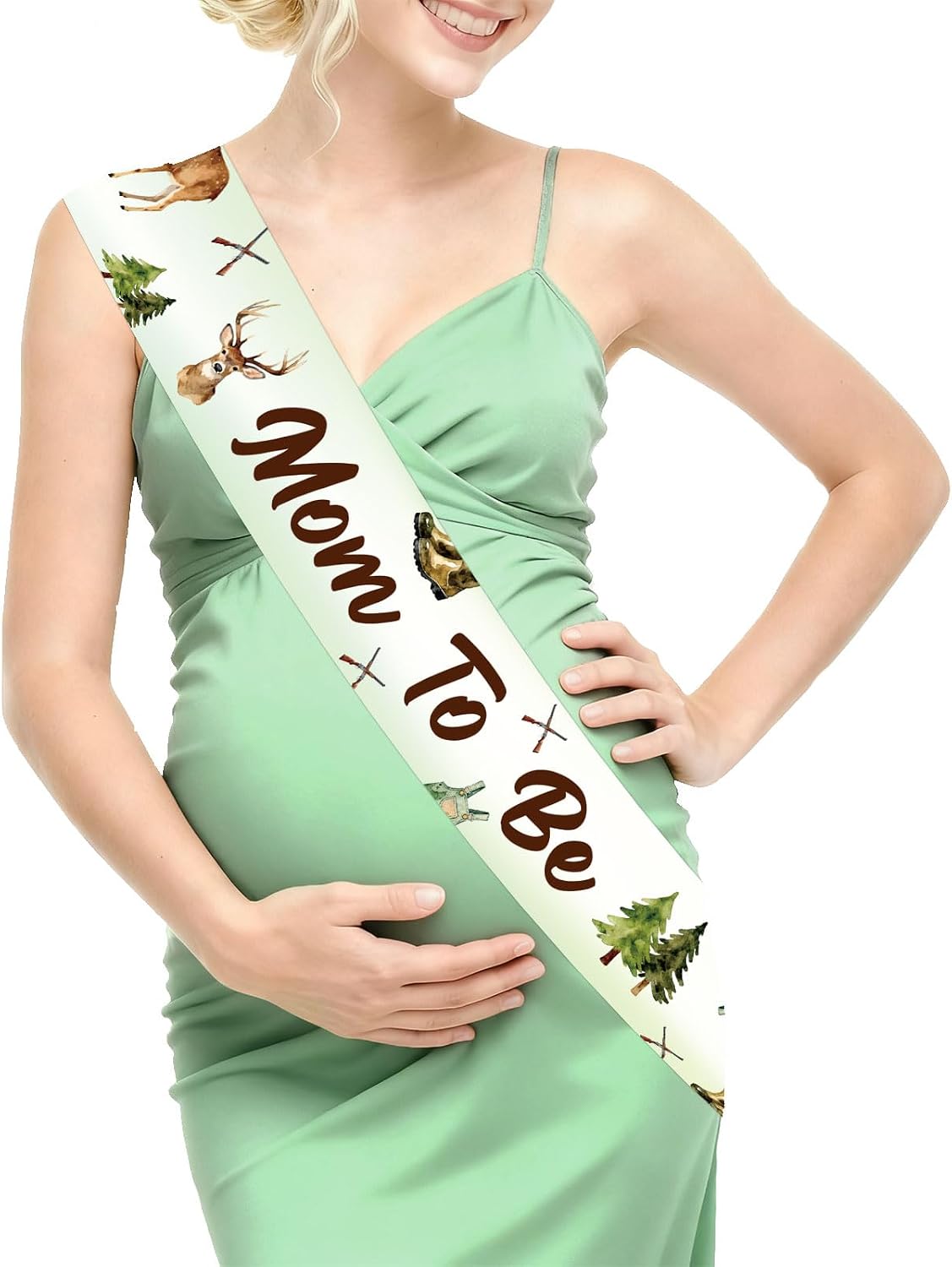 Deer Hunting Baby Shower Decorations, Hunting Theme Mom to Be Sash Jungle Deer A Little Hunter is On The Way Decorations for Pregnancy Announcement Baby Shower Supplies