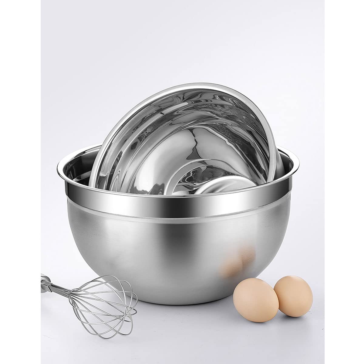Juego de 4 tazones para mezclar, cesta para pan y frutero, ollas y tazones de acero inoxidable 304, almacenamiento apilable para ahorrar espacio, cocinar y hornear (18+20+22+24 cm) (18+20+22+24 cm)