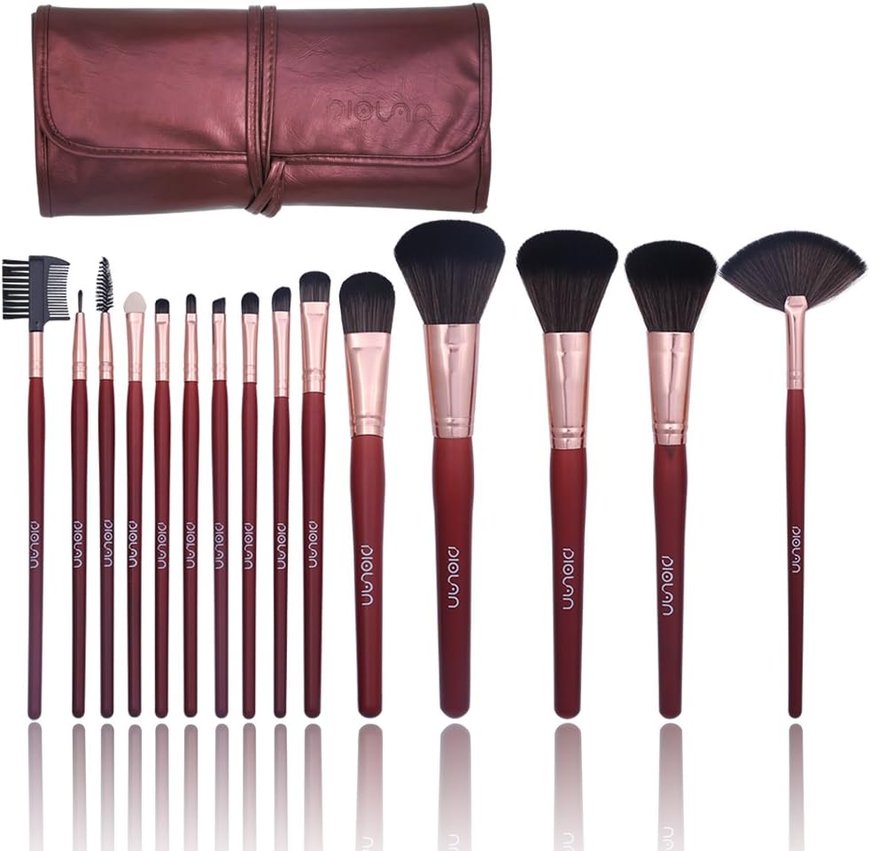 Make up Brushes Set, DIOLAN 15 Pcs Soft Cruelty-Free Synthetic Hair Makeup Brushes for Foundation Blending Blush Eyeliner Face Powder Cosmetic Brushes with Case