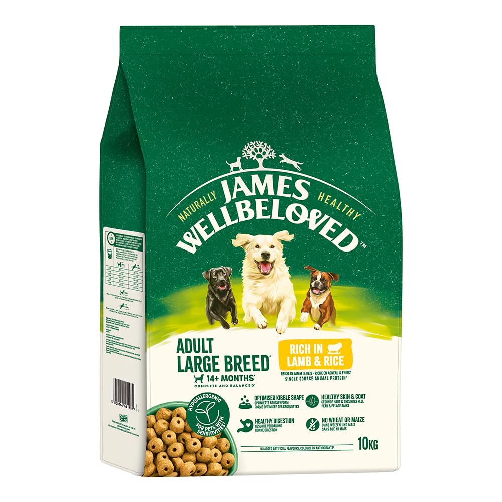 JAMES WELLBELOVED Duże psy bogate w jagnięcinę i ryż, 10 kg