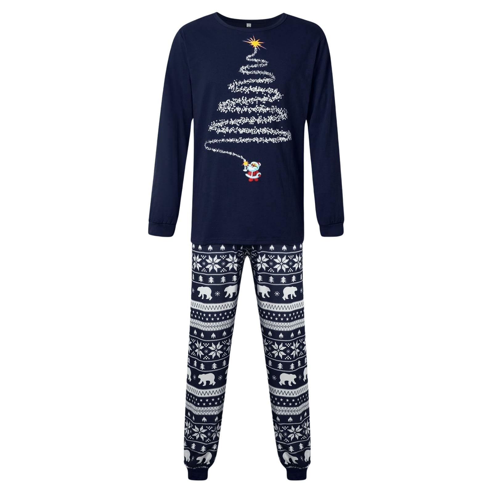 Kobilee Pigiama Natale Famiglia Elegante Maglietta a Maniche Lunghe e Pantaloni Invernale Sleepwear Natalizi Abbinato Coppia Stampato Set Pigiama Natalizio Famiglia per Mamma Papà Bambino