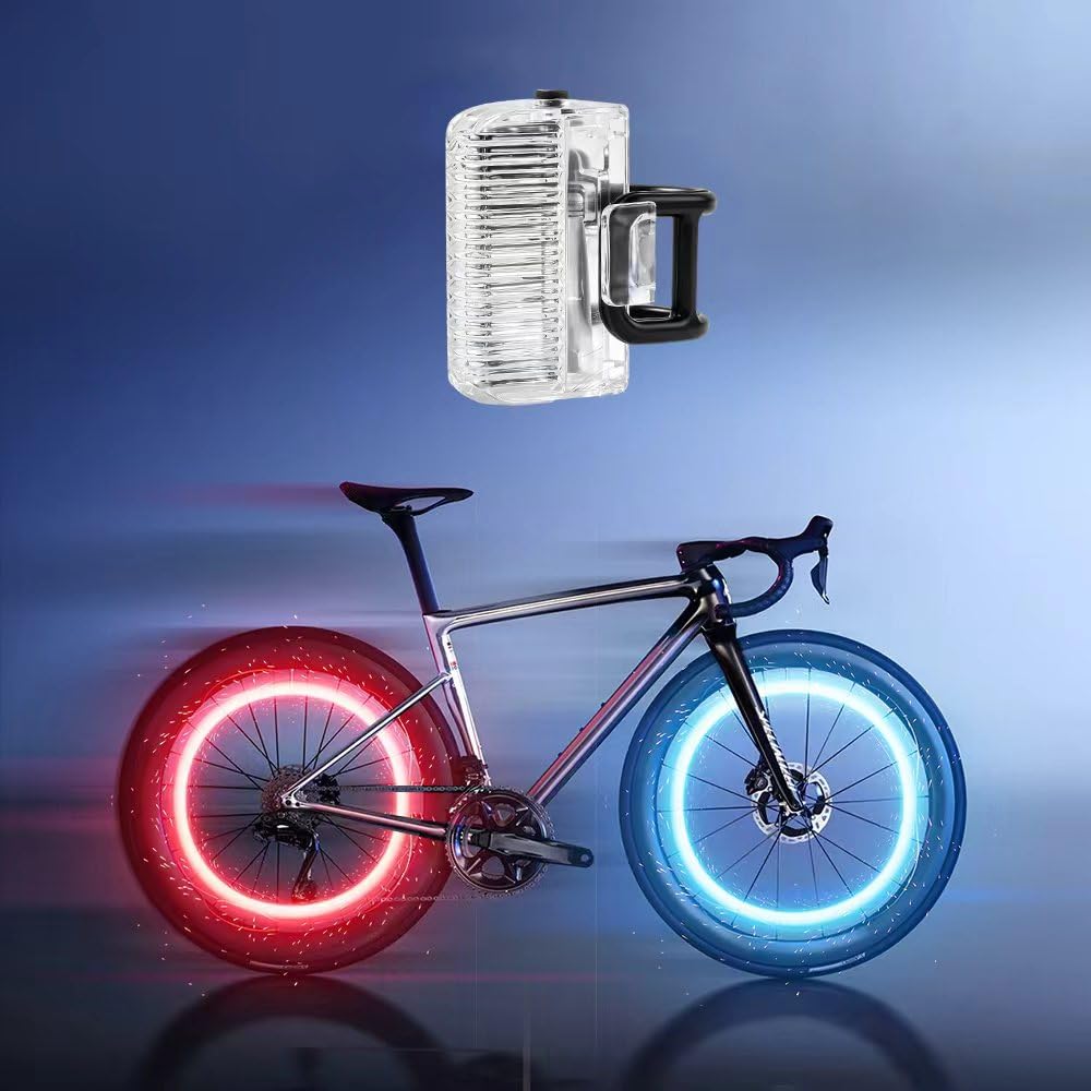 LED Bike Wheel Lights, Rechargeable 7-Color, Spoke Lights for Night Riding 1 Pack