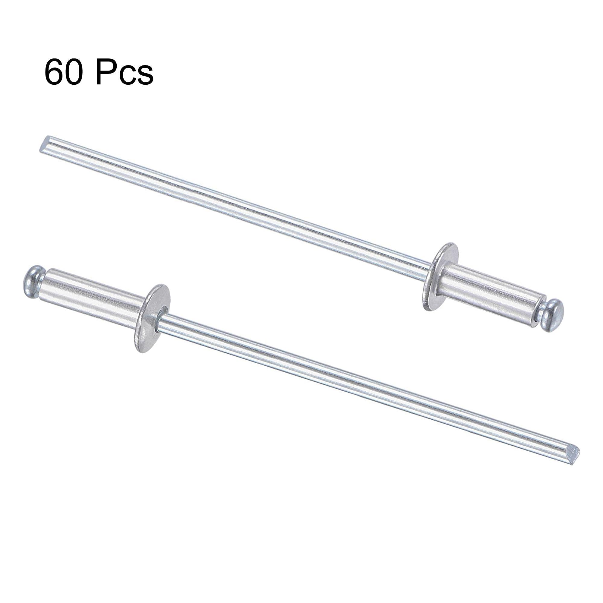 TA-VIGOR 60Pcs 2.4mm x 6mm Aluminium Blind Rivets, Open End Pop Rivets with Dome Head - Image 3