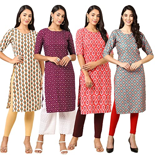 Image of Pinkmint Women's Crepe Digital Print Straight Kurta (RM-348-370-360-366)