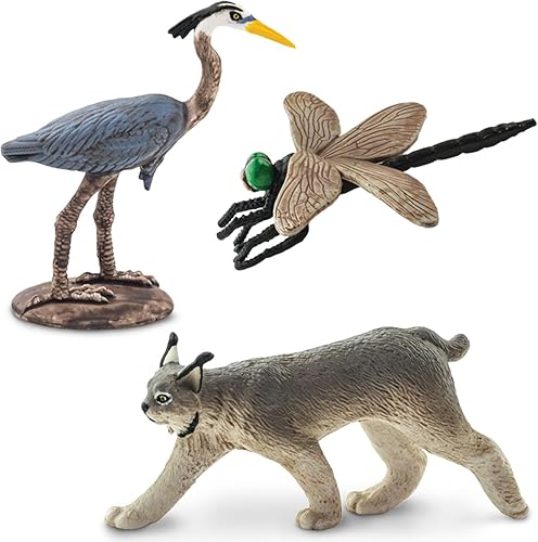 Miniatura 3 de Safari Ltd. Great Lakes TOOB - Figuritas de Mudpupppy, libélula, serpiente de agua, murciélago, ganso, gaviota de arenque, garza azul, lince,