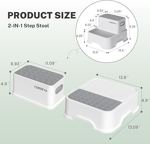 Miniatura 4 de Taburetes de 2 escalones para niños, taburete para lavabo de baño, taburete doble antideslizante para baño de niños pequeños, taburete