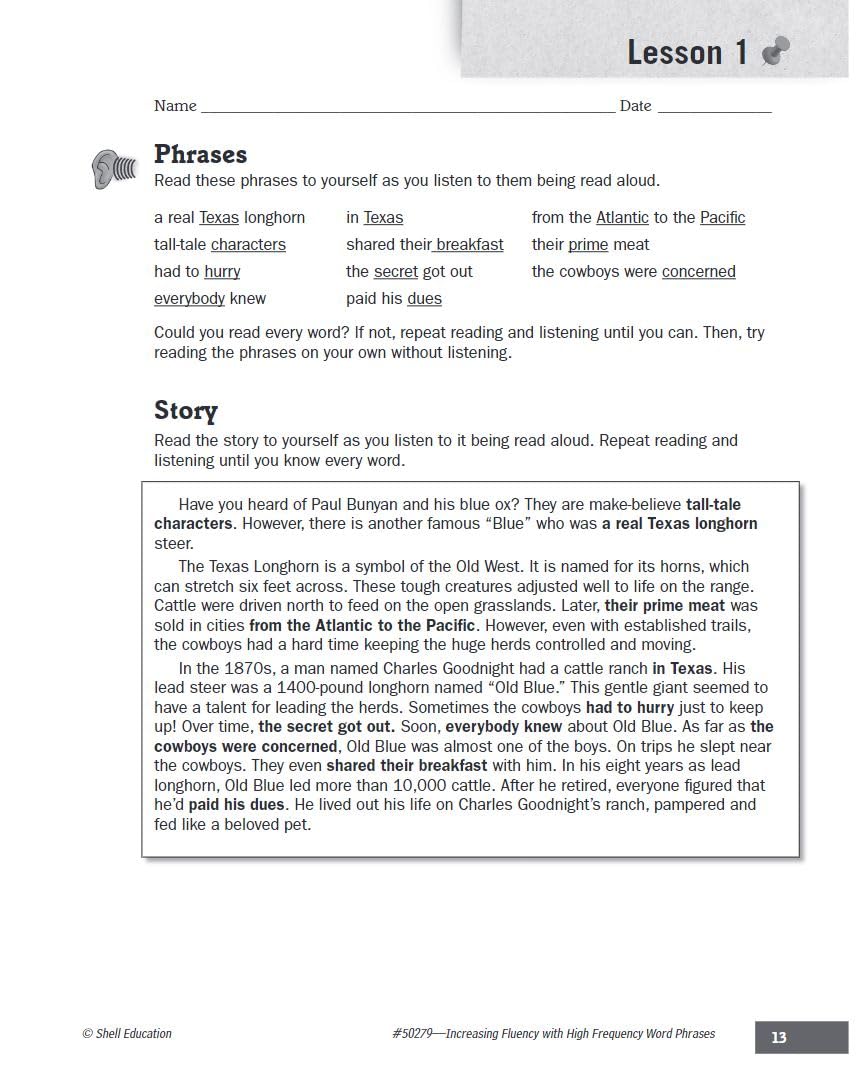 Increasing Fluency with High Frequency Word Phrases Grade 4