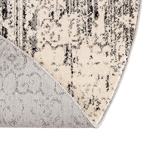 Image of Unique Loom Del Mar Collection Area Rug - Jennifer (4' 1 inch Round, Gray / Black)