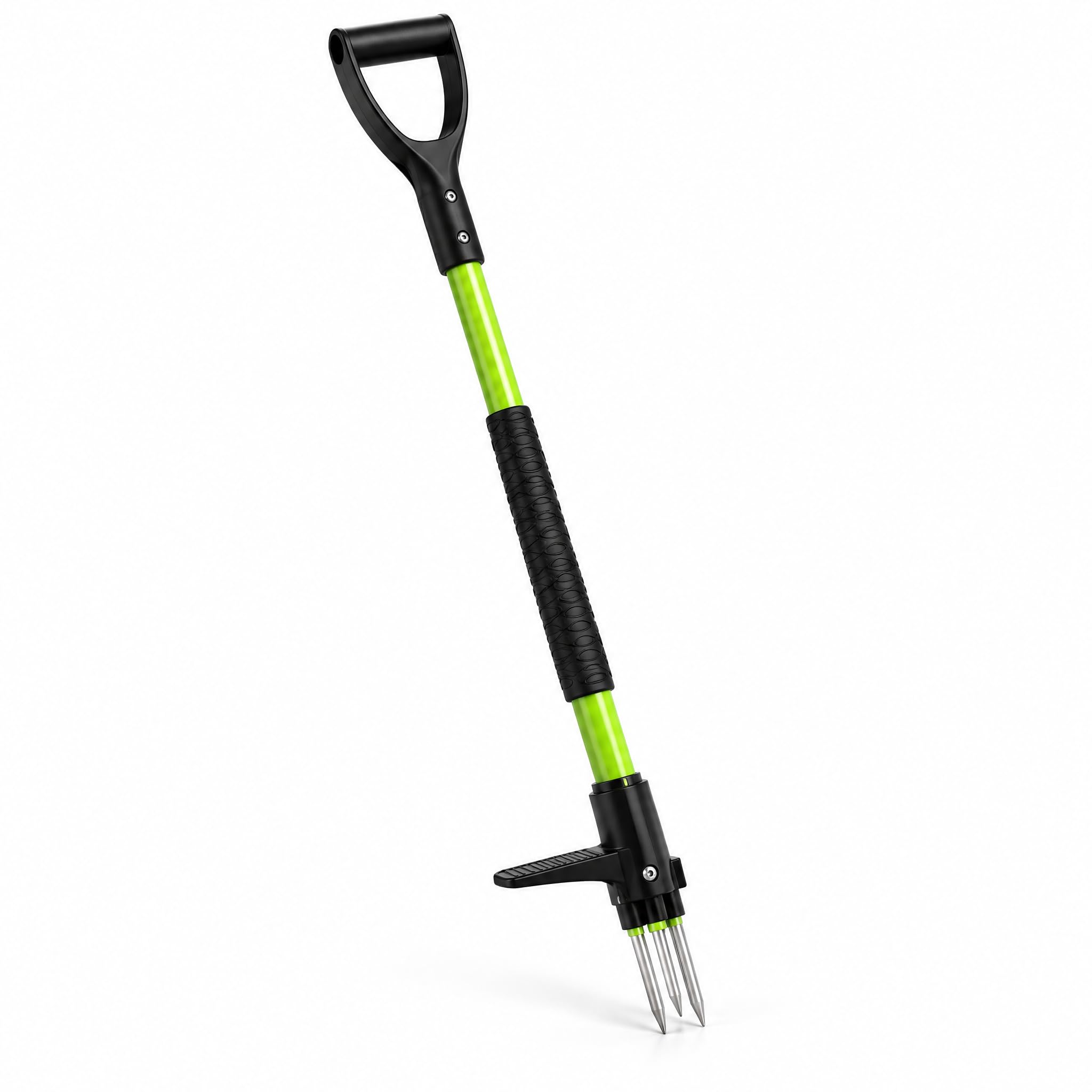 Stand Up Weed Puller Tool, Long D-Handle 3-Claw Stainless Weeder