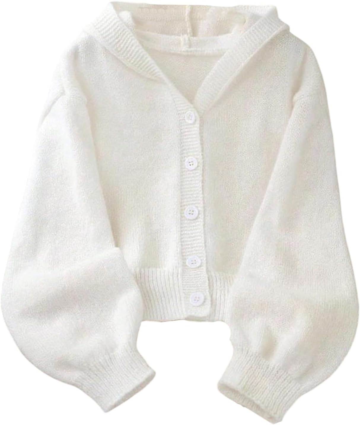 Verdusa Girl's Button Up Hooded Cardigan Fall Sweaters Long Sleeve Knit Outerwear