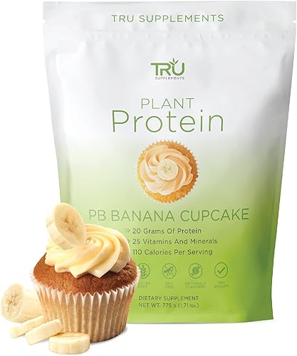 TRU Proteína a base de plantas, BCAA, EAA, 0.71 oz de proteína vegana, 100 calorías, 27 vitaminas, sin edulcorantes artificiales, 25 porciones