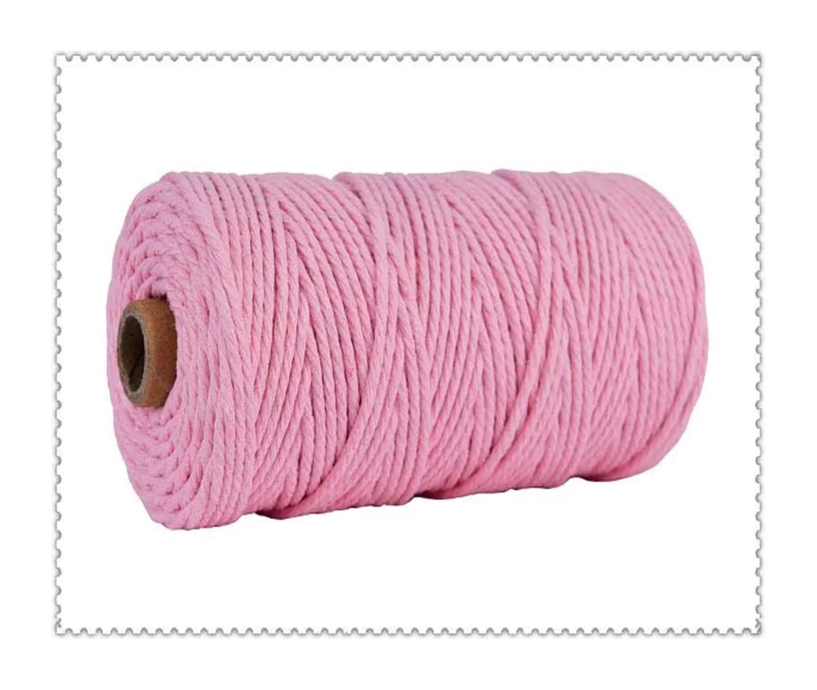 Macrame Rope Twisted String,Cotton Cord Multicolor 3mm for DIY Home Wedding Decoration 110 Yards(Macaroon Pink)