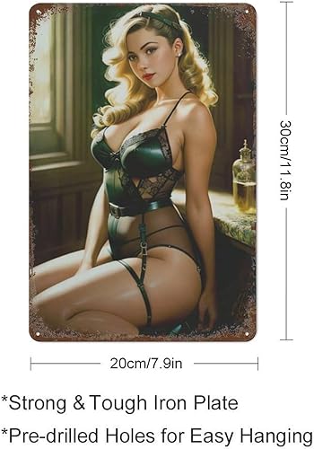 Miniatura 2 de GOPUTRYEN Placa de hojalata clásica retro Pinup Girl Sexy Girl Vintage Metal Sign para el hogar, bar, cocina, café, hombre, cueva, garaje,