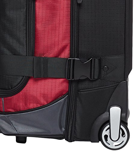 Amazon Basics Ripstop Rolling Travel Luggage Duffle Bag With Wheels - 28 Inch, Red