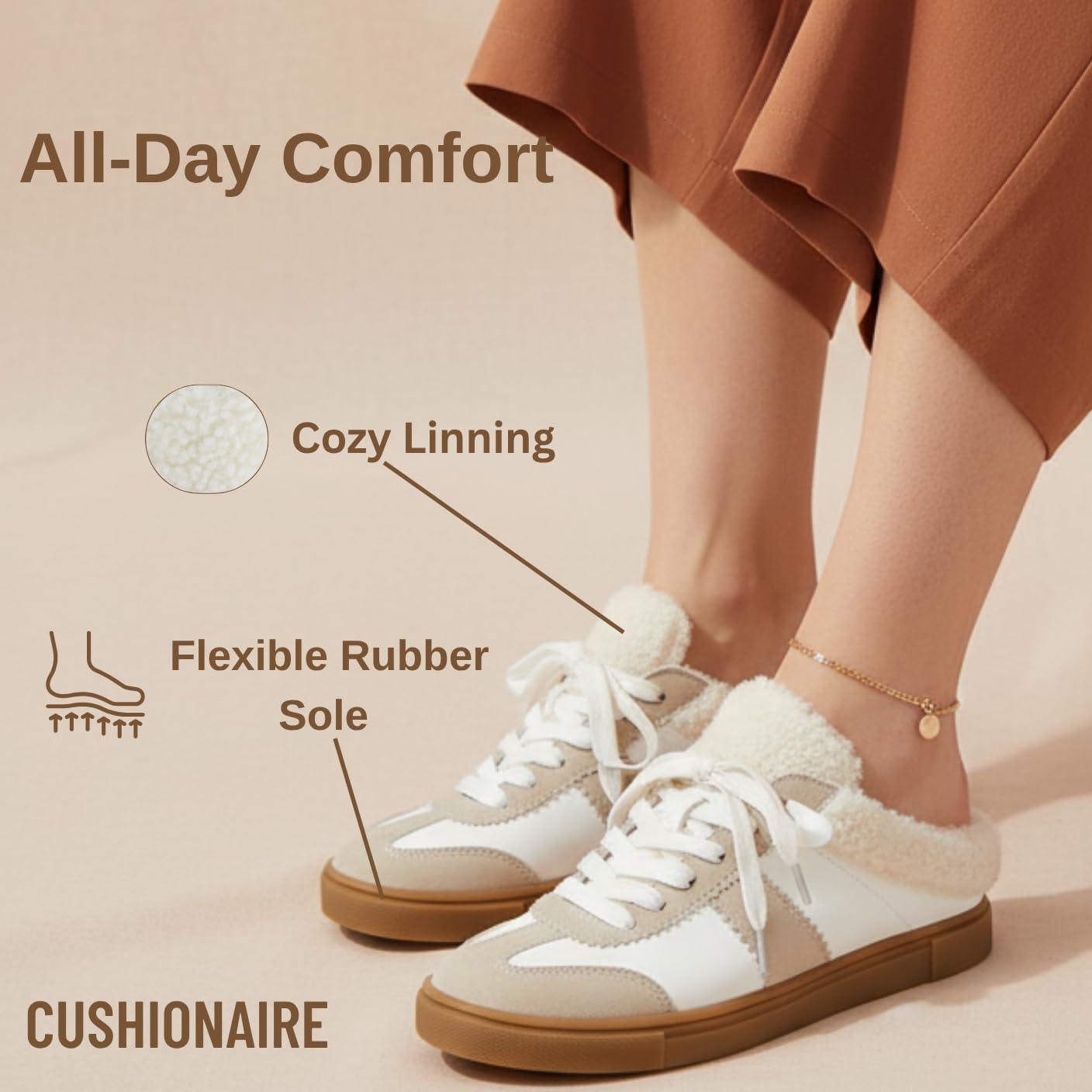 CUSHIONAIRE Blade Women’s Slip On Sneaker Mule – Faux Leather & Suede Backless Sneaker with Memory Foam & Cozy Lining - Image 4