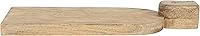 Vista 9 de Creative Co-Op Large Hand-Carved Mango Wood Cheese Slicer and Cutting Board with Face Handle Design and Combed Finish, Natural