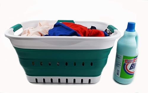 Miniatura 5 de SAMMART Juego de 2-30L (8 galones) cestas plegables de plástico para la ropa sucia Contenedororganizador plegable Tina de lavado portátil Cestas