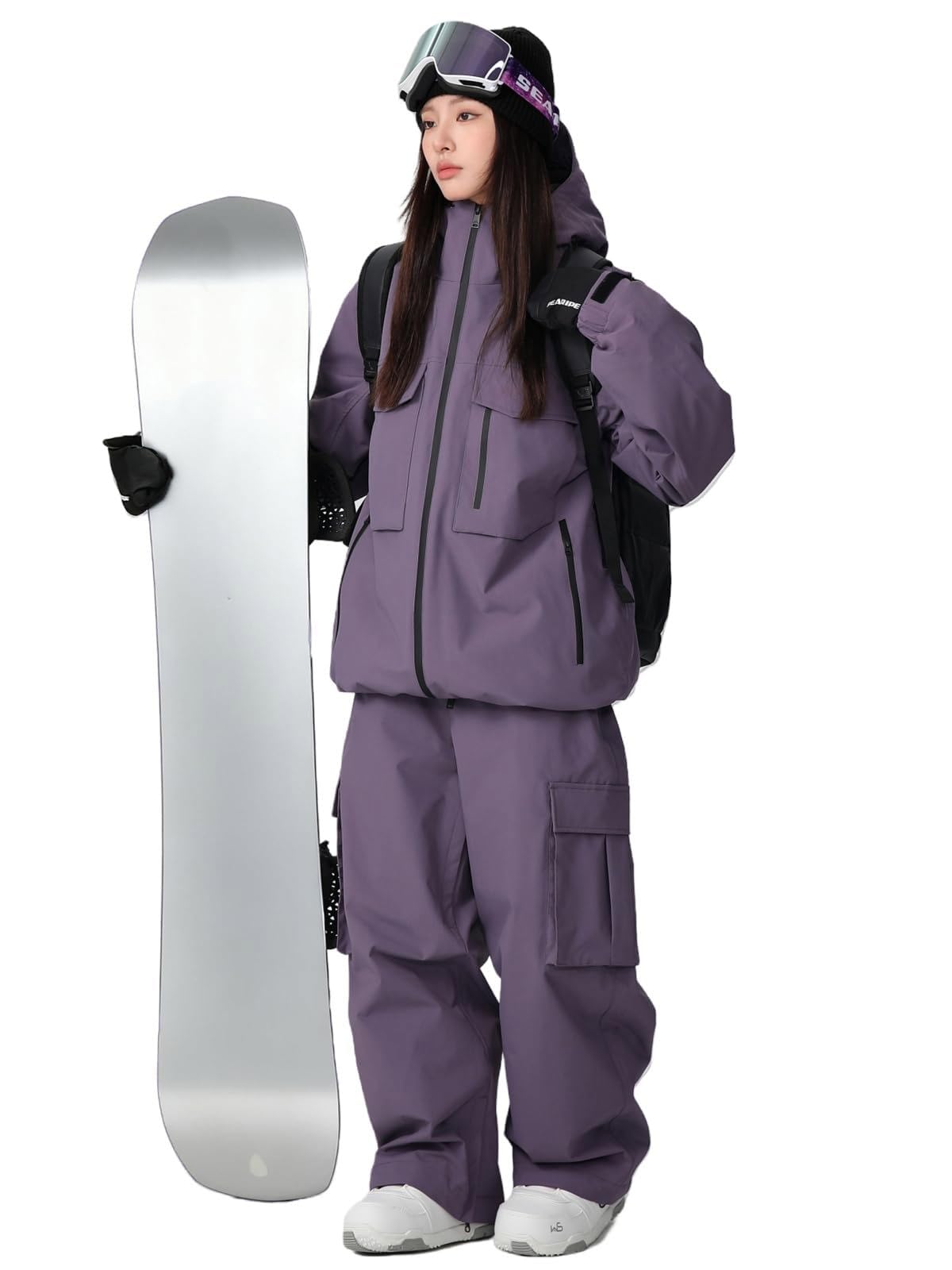 ALSOGO Herren Damen Snowboard Schnee Anzüge Baggy Ski Jacke und Hose Set isolierte Schneeanzüge wasserdicht Winter