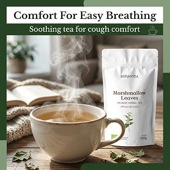 Marshmallow Leaf Tea Organic 100g (50 Cups) | Marshmallow Tea | Organic Marshmallow Leaves, Clean and Dried REPLANTEA