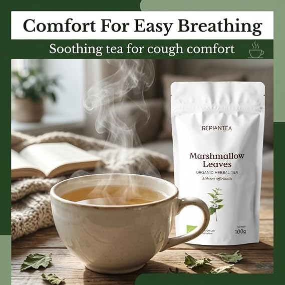 Marshmallow Leaf Tea Organic 100g (50 Cups) | Marshmallow Tea | Organic Marshmallow Leaves, Clean and Dried REPLANTEA