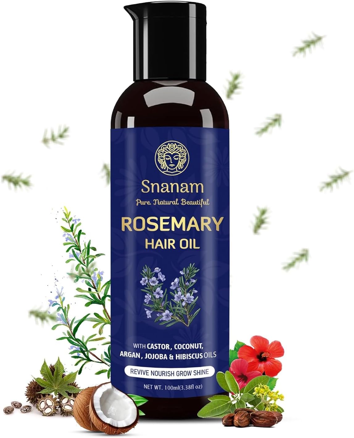 Pure Rosemary Oil for Hair Growth By Dr. Sebi Sourced From Honduras | Promotes Thicker, Shiny, Stronger & Healthy Hair | Pure Rosemary Dr. Sebi Oil for Hair Growth and Hair Fall Control | 100 m