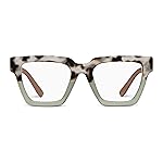 Peepers by PeeperSpecs Oprah\'s Favorite Women\'s Take a Bow Square Blue Light Blocking Reading Glasses - Chai Tortoise/Green +1.50