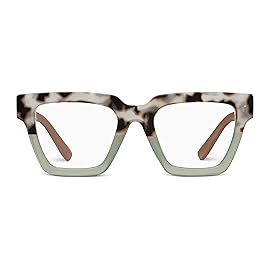 Peepers by PeeperSpecs Oprah\'s Favorite Women\'s Take a Bow Square Blue Light Blocking Reading Glasses - Chai Tortoise/Green +2.50