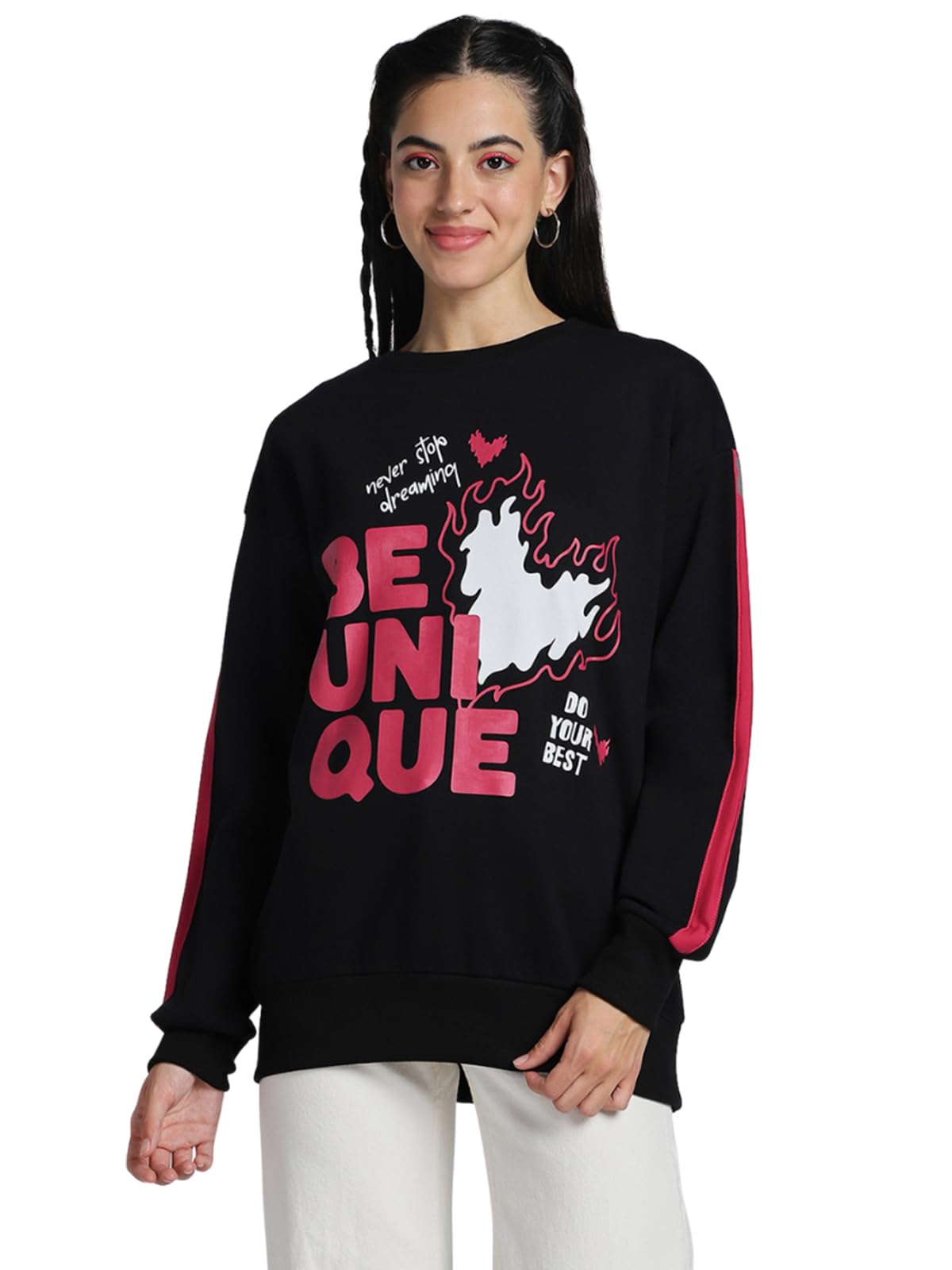 Cotton Poly Fleece Regular Fit Black Front Cool & Aesthetic Latest Graphic Print Full Sleeve Stylish Sweatshirt for Women & Girls (JSS0523BKPT20)-image-37