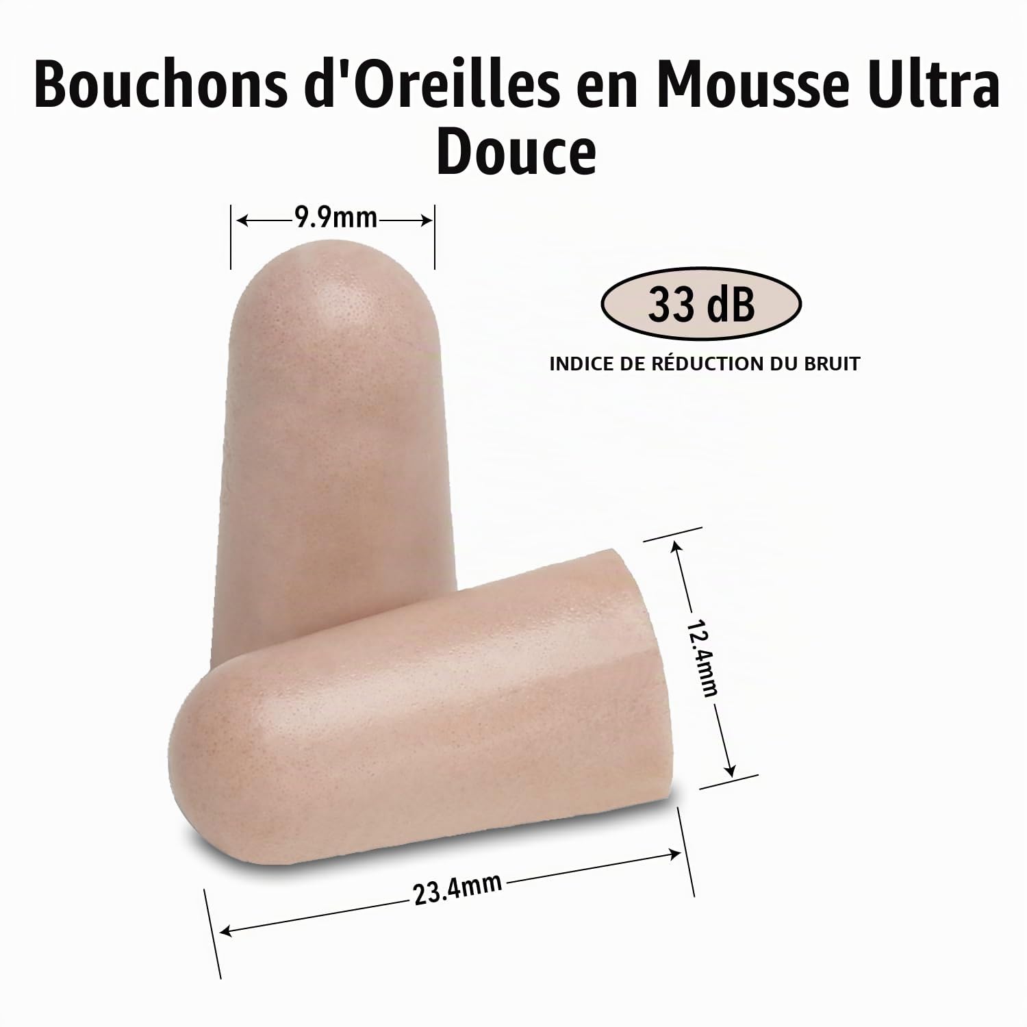 Mack's Lot de 100 paires de bouchons d'oreilles en mousse ultra douce – 33 dB – NRR le plus élevé – Bouchons d'oreilles confortables pour dormir, ronflements, voyages, concerts, études et bruits forts