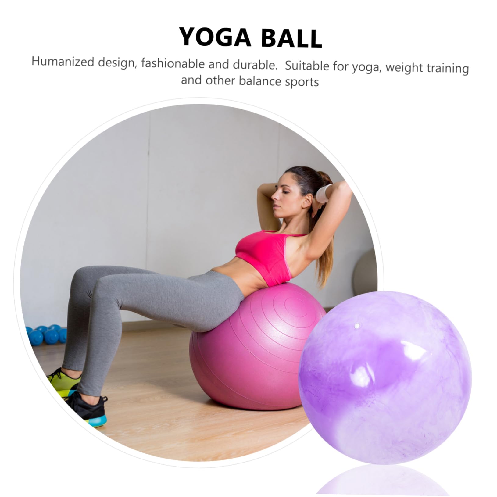YARNOW Pelota de Ejercicio Marmolada de PVC 65cm, 2 Juegos | Inflable de Superficie Lisa, Apta para Yoga y Embarazo, Ligera, Diseño Duradero y Humanizado