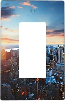 Decorator Light Switch Covers 1 Gang Wall Plate Single Duplex Receptacle Outlet Covers New York City Skyline Wall Plates for Electrical Outlets Plug Cover Standard Size