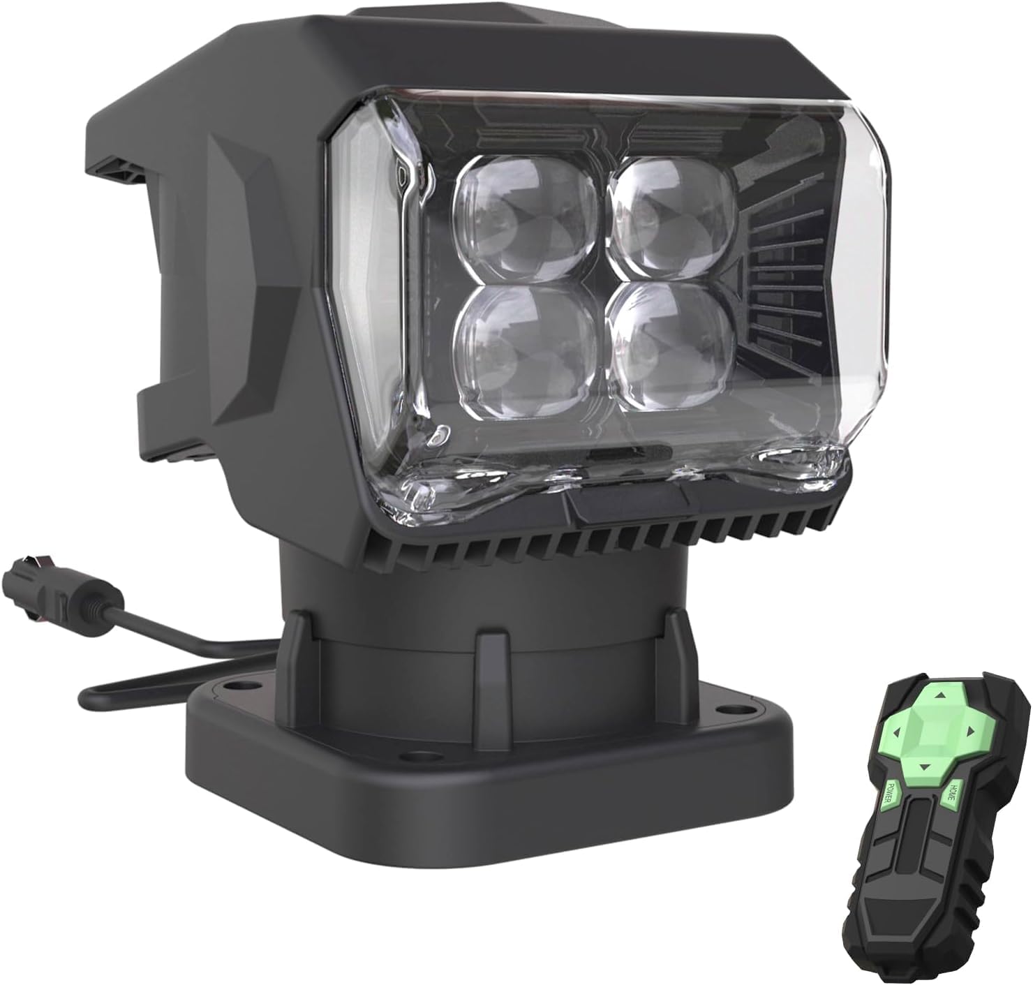 Remote Control LED Spotlight for Truck & Boat, 50W 7500lm Spotlight 360°Rotating Marine Search Light with 5 Strong Magnets for Truck Boat Pickup Hunting