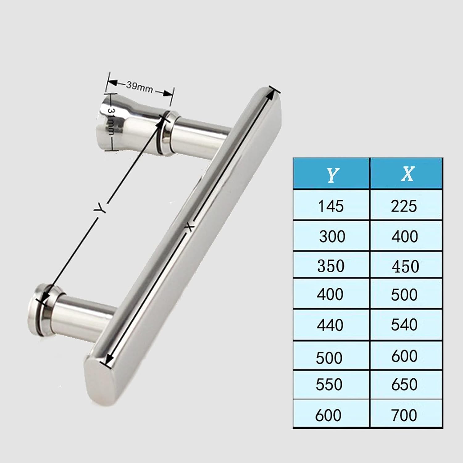 シャワードアハンドルと引き手 交換部品 ポリッシュ仕上げ バスルーム スライドドアノブ 室内外ドア用 タオルバー (Size : 5
