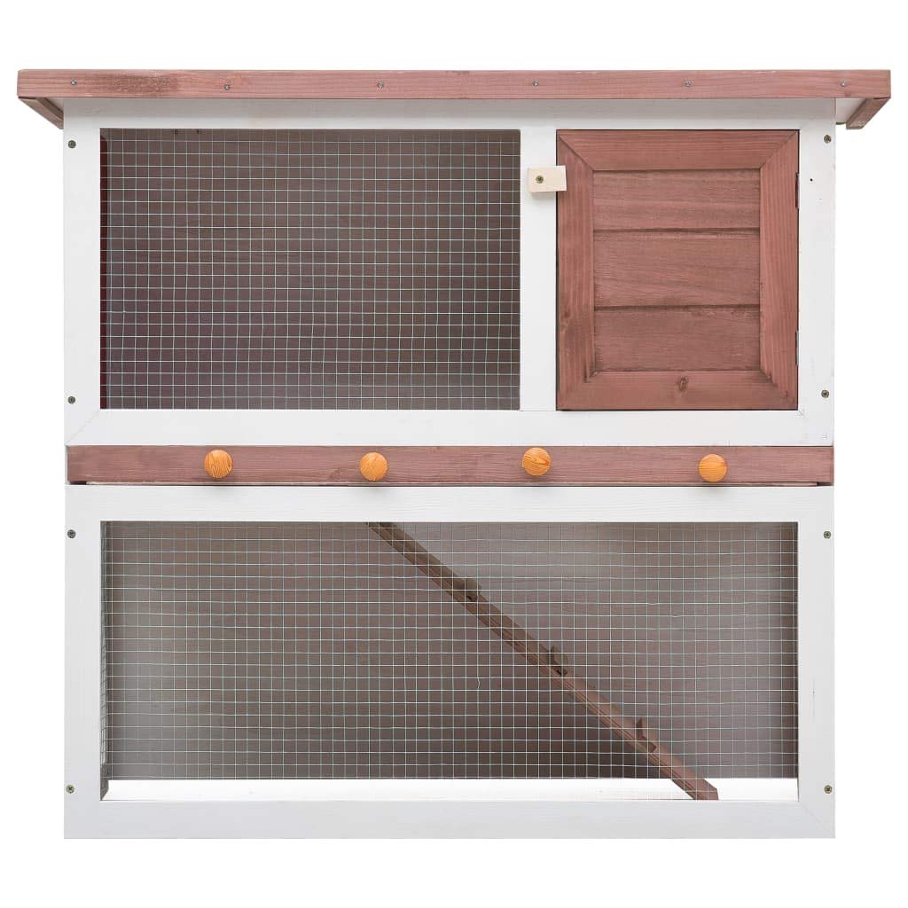 Jaula Conejera con 1 Puerta Madera Conejera de Exterior Madera Jaula para Conejo Animales Pequeños Casa para Conejos Marrón y Blanco