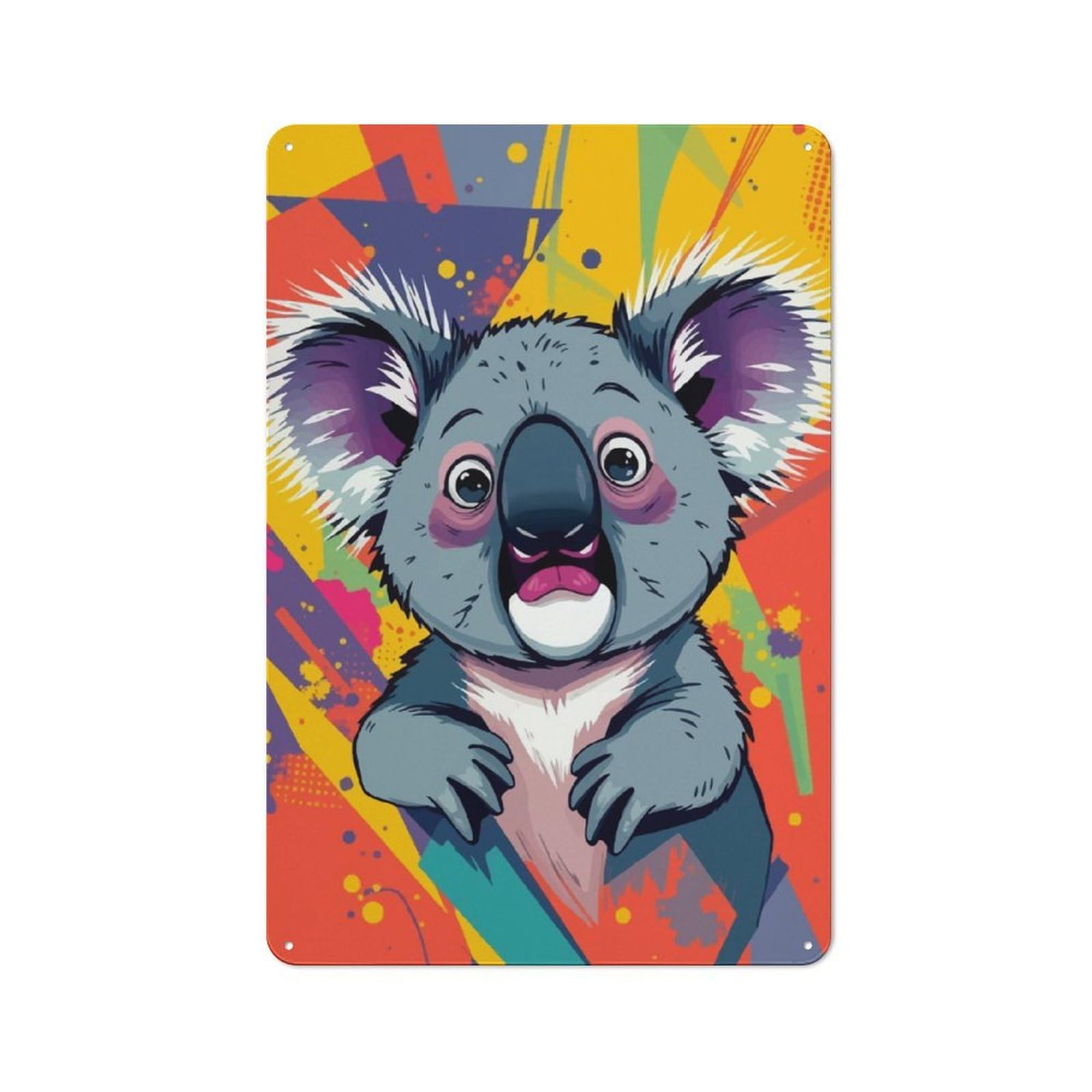 Junmoney Cute Koala Pop Art Printed Metal Sign 30X20cm For Café Or Restaurant, For Hospitality Interior Collectors