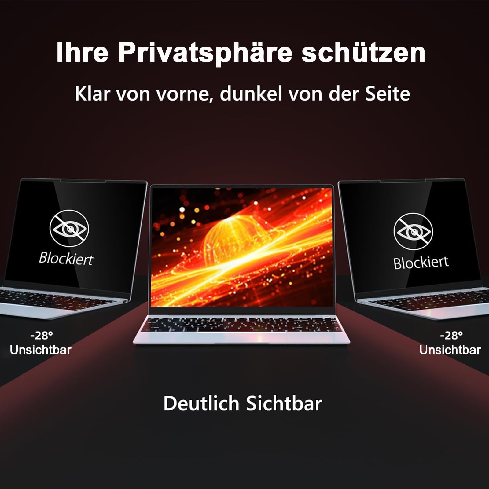 ZOEGAA Magnetischer Blickschutzfolie 14 Zoll Laptop 16:9, Abnehmbarer Sichtschutzfolie, Anti Blaulicht Blendschutz Laptop Sichtschutz Privacy Screen für Lenovo Hp Dell Acer Asus Envy Xps