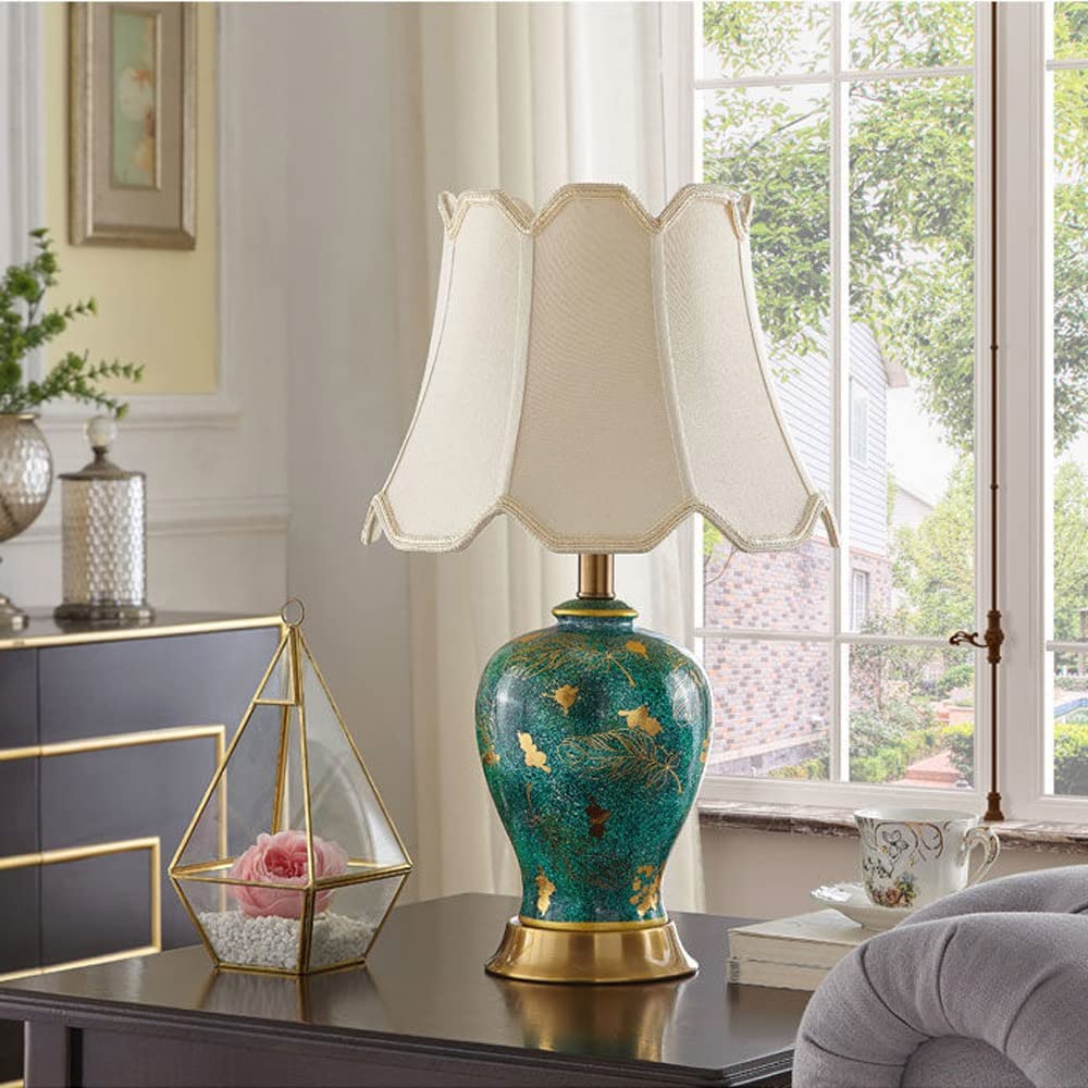 Lampka nocna Vintage lampy biurkowe ceramiczna lampa stołowa z podstawą E26 ceramiczna lampka do czytania klosz w kształcie dzwonka lampka nocna