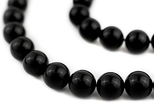 TheBeadChest - Cuentas redondas de ónix de 0.472 in, piedra preciosa negra, hebra de 16 pulgadas