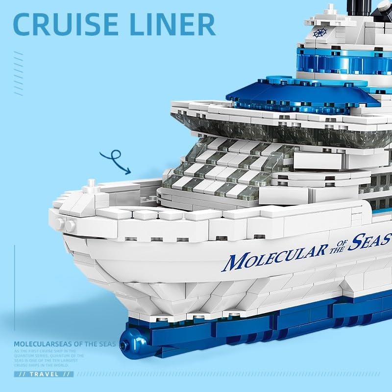Miniatura 6 de FULHOLPE Technic Cruise Ship - Juego de bloques de construcción, MOC Boat Molecular of the Seas, modelo ladrillos, juguete de construcción, 2428