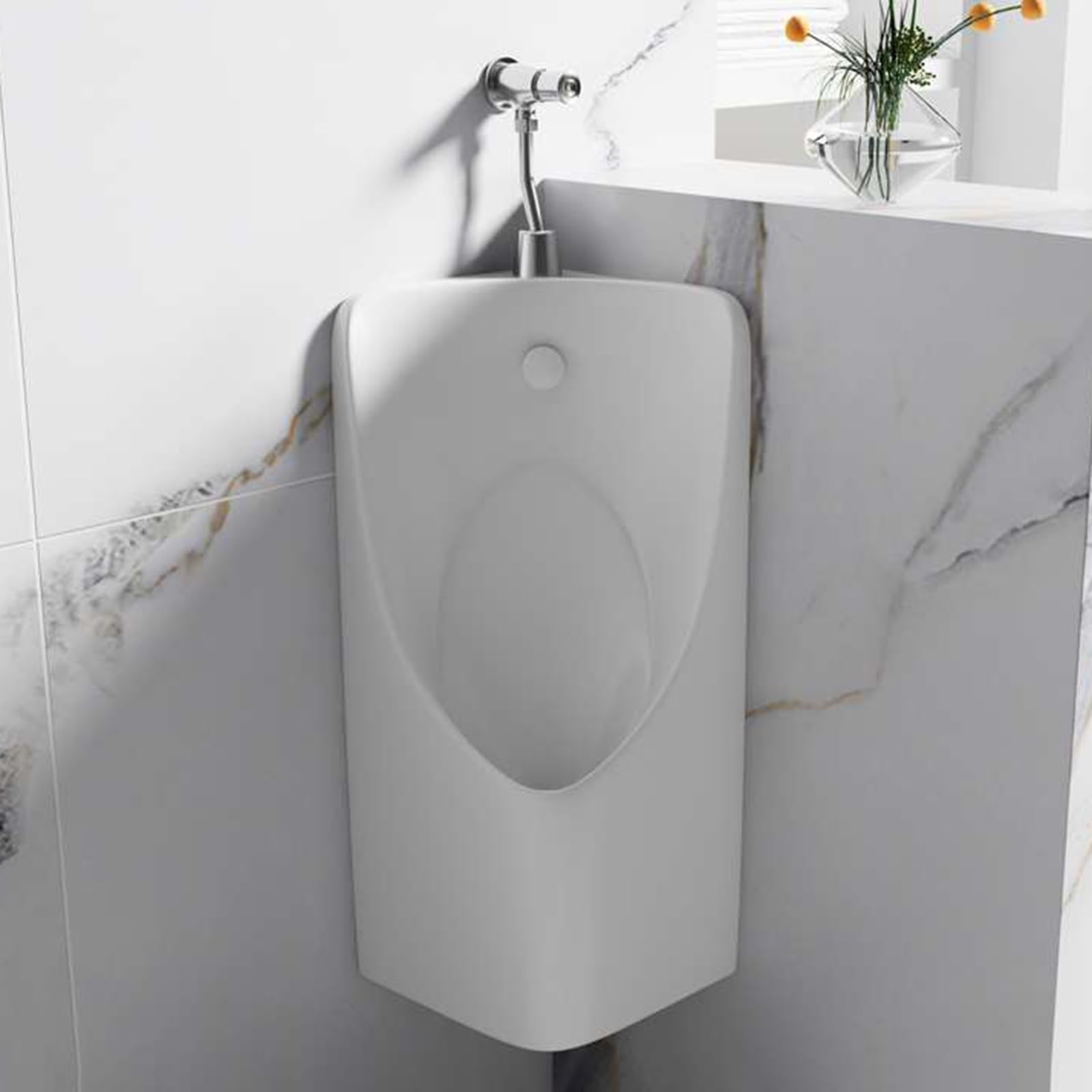 Urinoir pour hommes de sous-sol et garage mural d'angle gain de place