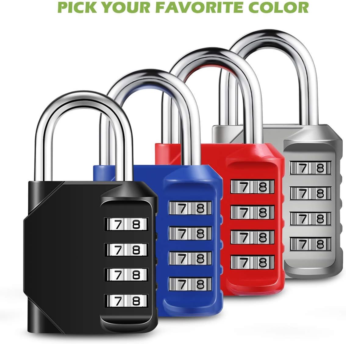 Best Deal Cheap 🛒 KeeKit Combination Lock, 4 Digit Combination Padlock, Resettable Combo Lock, Waterproof Gate Lock for Locker, Gym, Cases, Toolbox, School, Employee, Fence - 2 Pack, Silver & Black