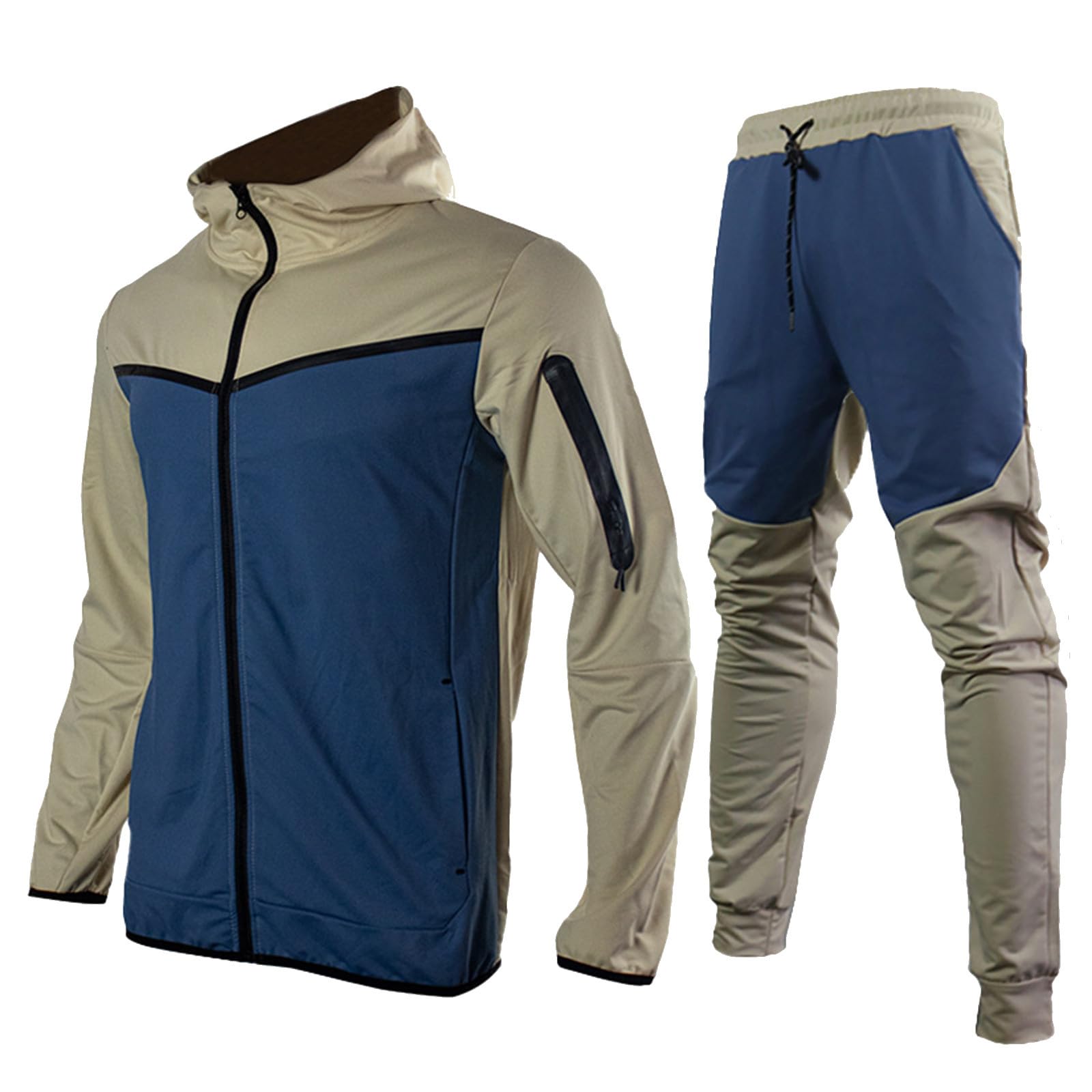 Pantalones de chándal para hombre, traje deportivo holgado, sudadera con capucha con cremallera, transpirable, traje de casa para correr, chándal de 2 piezas, traje de casa, suéter de gran tamaño