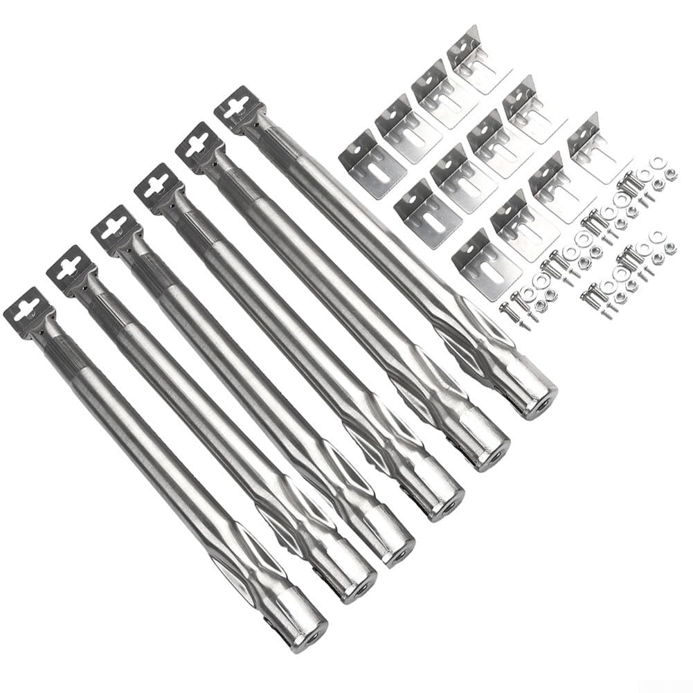 Juego de 6 quemadores de acero inoxidable para parrillas de gas, ajustable de 35 a 42 cm de longitud con apertura de 11 mm, piezas de repuesto para parrilla de barbacoa de alta resistencia, incluye