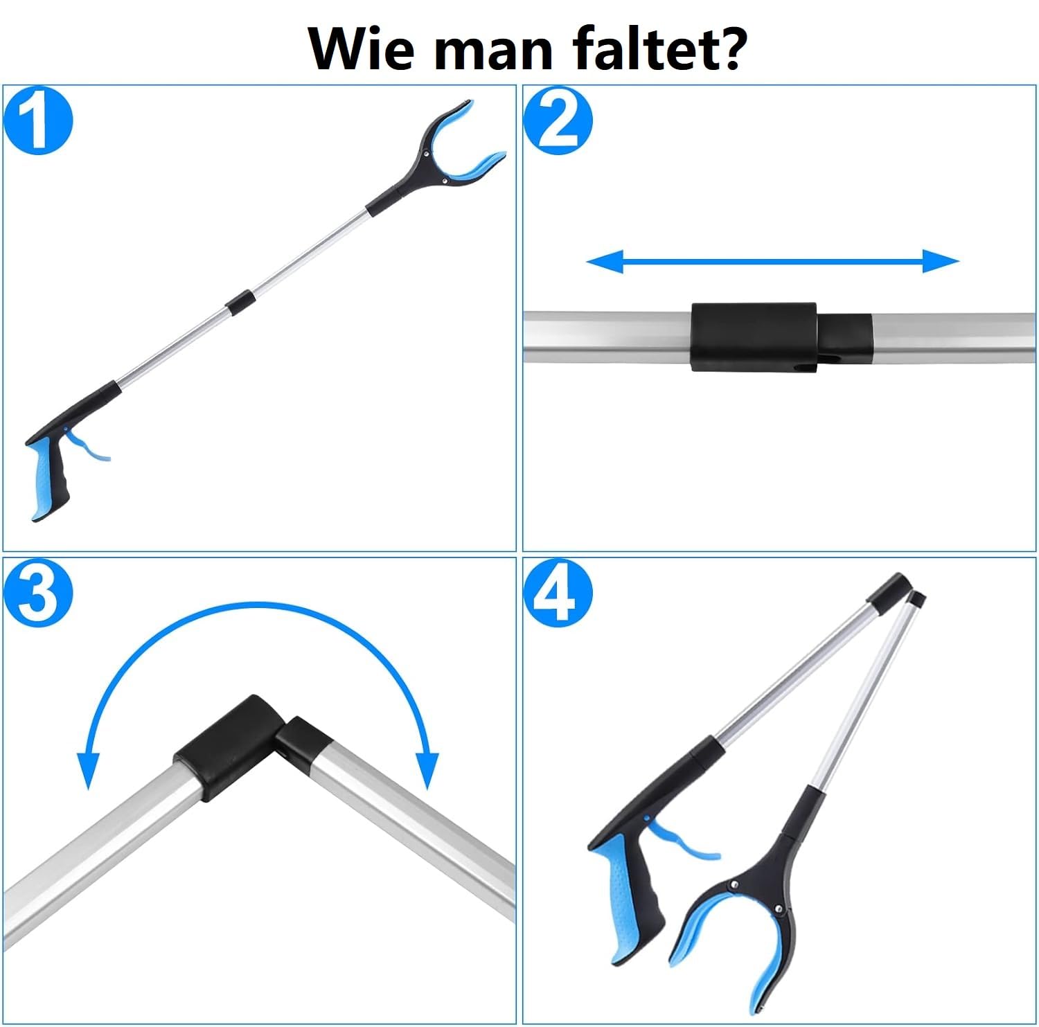 Szczypce chwytakowe dla seniorów, 2 sztuki, 83 cm z końcówkami magnetycznymi i głowicą obracającą się o 360°, ergonomiczne szczypce chwytające z antypoślizgowym pazurem, chwytak dla seniorów
