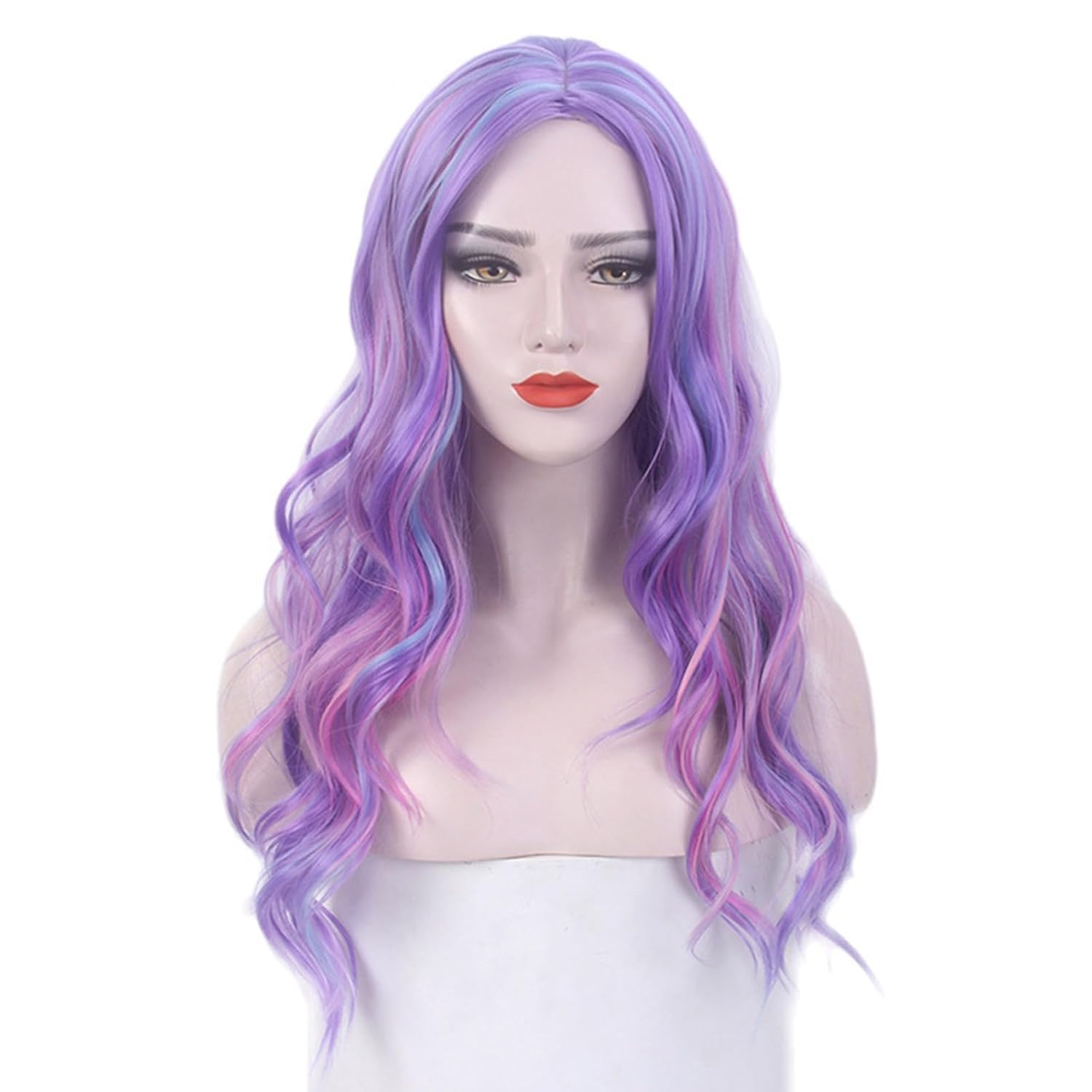 Long Purple Wavy Wigs, Ombre Purple Body Wave Hair Wig with Natural Hairline for Daily Party Use(G766)