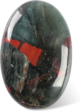 CASMON Africa Bloodstone Oval Palm Stones, Pocket Worry Stone for Anxiety Stress Relief Therapy, Natural Polished Energy Stone Healing Crystal 1PC